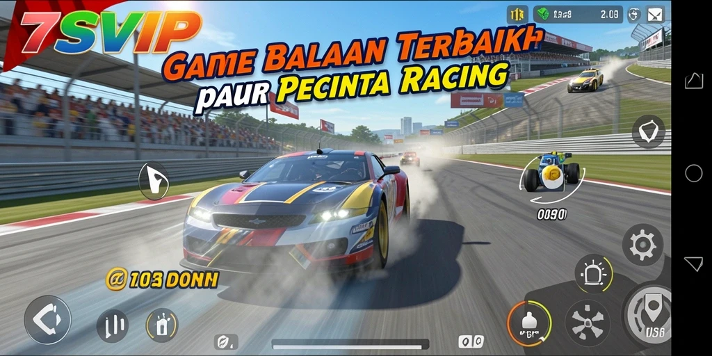 Screenshot gameplay 7SVIP yang menampilkan balapan seru.