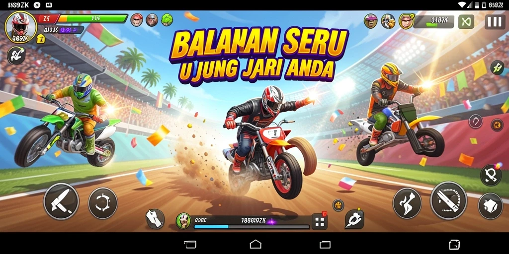 Melihat aksi balapan intens dalam 889ZK dengan grafik yang memukau.