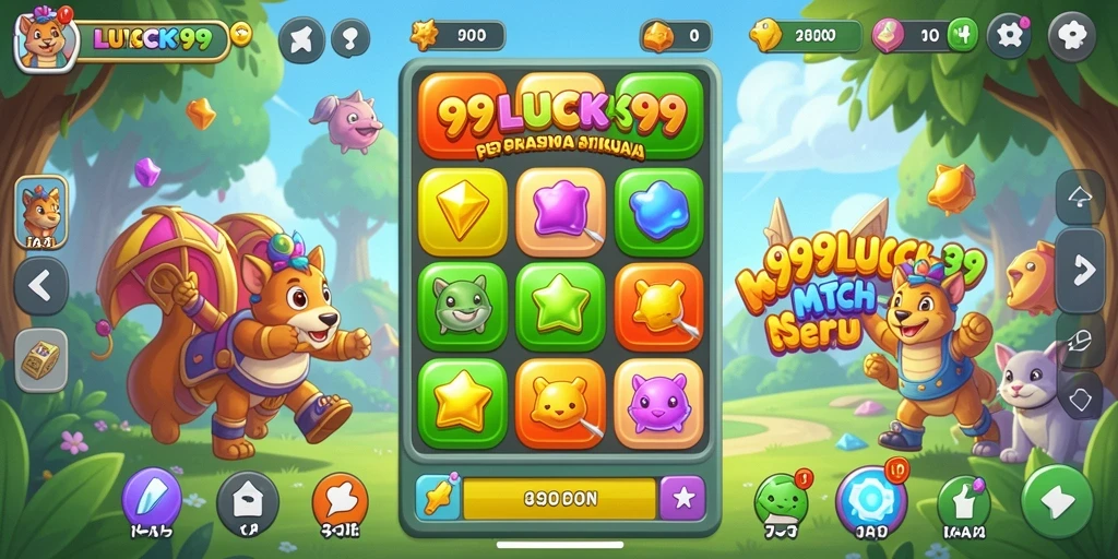 Screenshot gameplay <strong>99LUCK99</strong> yang menampilkan keseruan mencocokkan elemen.
