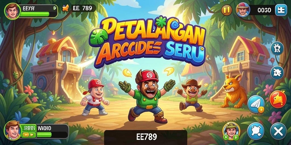 Tangkapan layar gameplay EE789 menampilkan aksi seru dalam level Arcade.