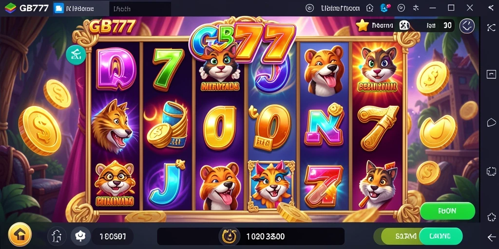Tampilan gameplay Slot di GB777 yang penuh warna.