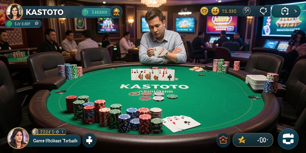 Tampilan gameplay KASTOTO yang menarik dan penuh aksi di meja Poker.