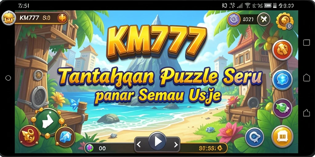 Tampilan gameplay KM777 dengan tantangan puzzle yang menarik.