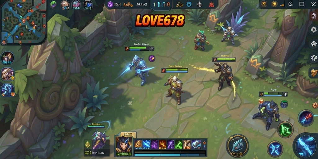 Tampilan gameplay seru dari LOVE678 dalam pertempuran MOBA.
