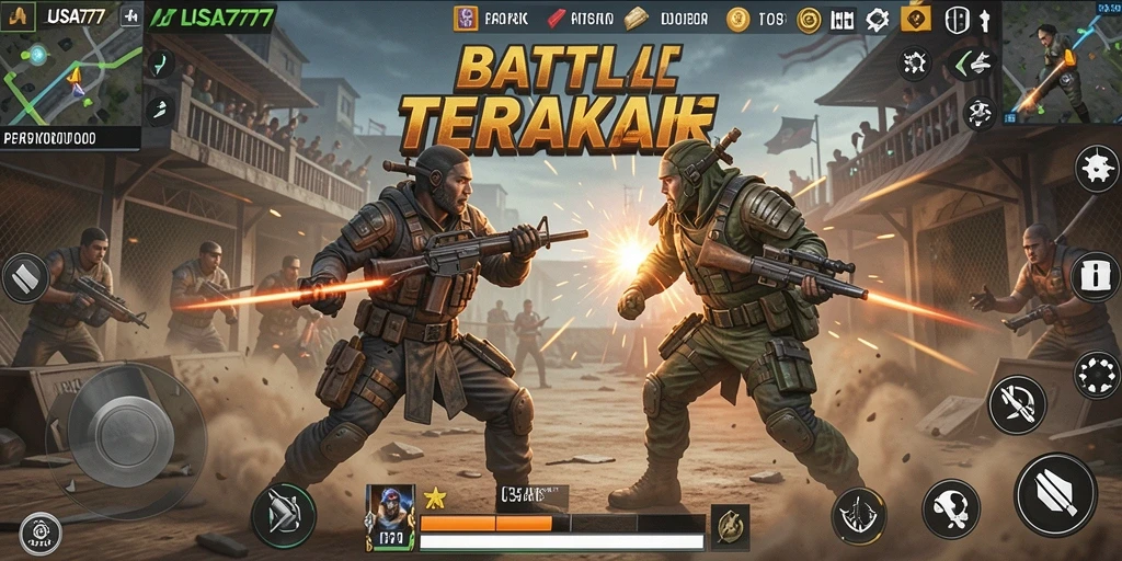 Tangkapan layar gameplay LUSA777 dengan aksi Battle Royale yang mendebarkan.