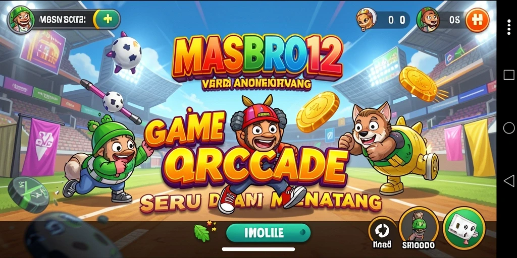 Tangkapan layar menunjukkan gameplay seru dari MASBRO12 di dunia Arcade.