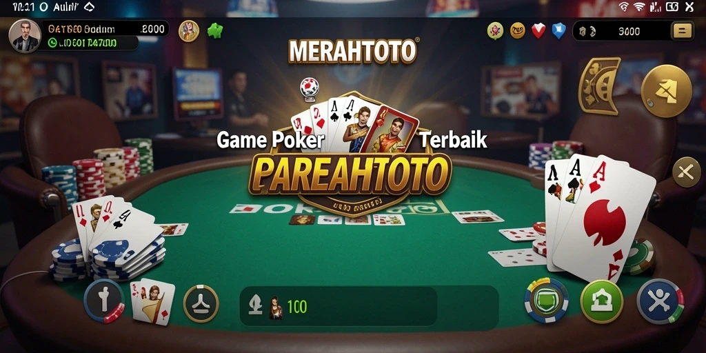 Screenshot gameplay MERAHTOTO yang menampilkan aksi poker yang mendebarkan.