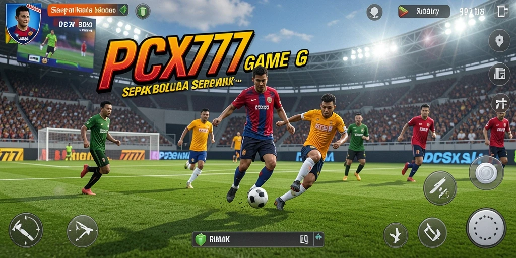Gameplay PCX777 yang menampilkan aksi sepak bola mendebarkan.