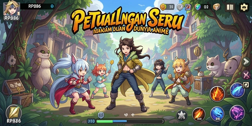 Gameplay RP886 yang menarik dengan karakter anime ikonik.