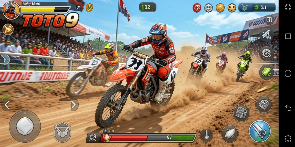 Tampilan gameplay seru dalam balapan motor di TOTO9.